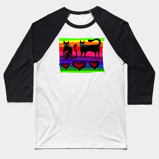 colourful cats paper 53 Baseball T-Shirt by karincharlotte